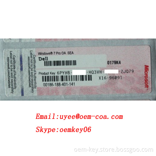 Windows 7 Pro Professional DELL OEM COA Sticker(Red Version)